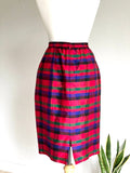 Vintage Red Plaid Silk Skirt