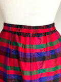Vintage Red Plaid Silk Skirt