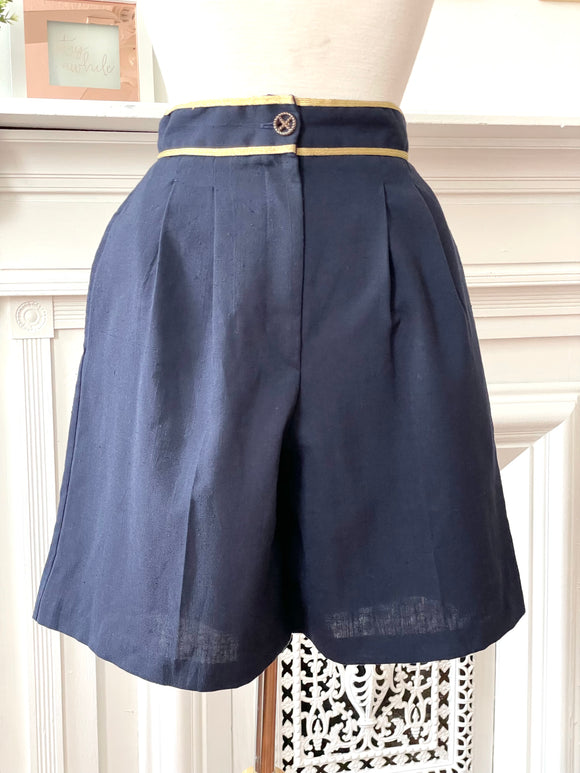 Vintage Navy Gold Detail Shorts