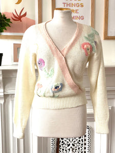 Vintage Floral and Pearl Sweater
