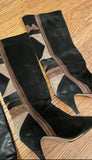 Vintage Black Suede Print Boots